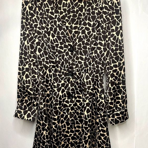 Zara Giraffe Brown Animal Print V-Neck Long Sleeve Button Up Mini Dress - Picture 6 of 10